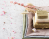 Natural soap and cloths with dried flowers
